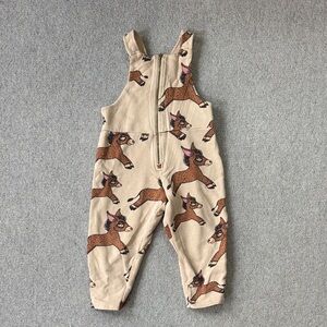 Mini Rodini Beige Animal Print Overalls
